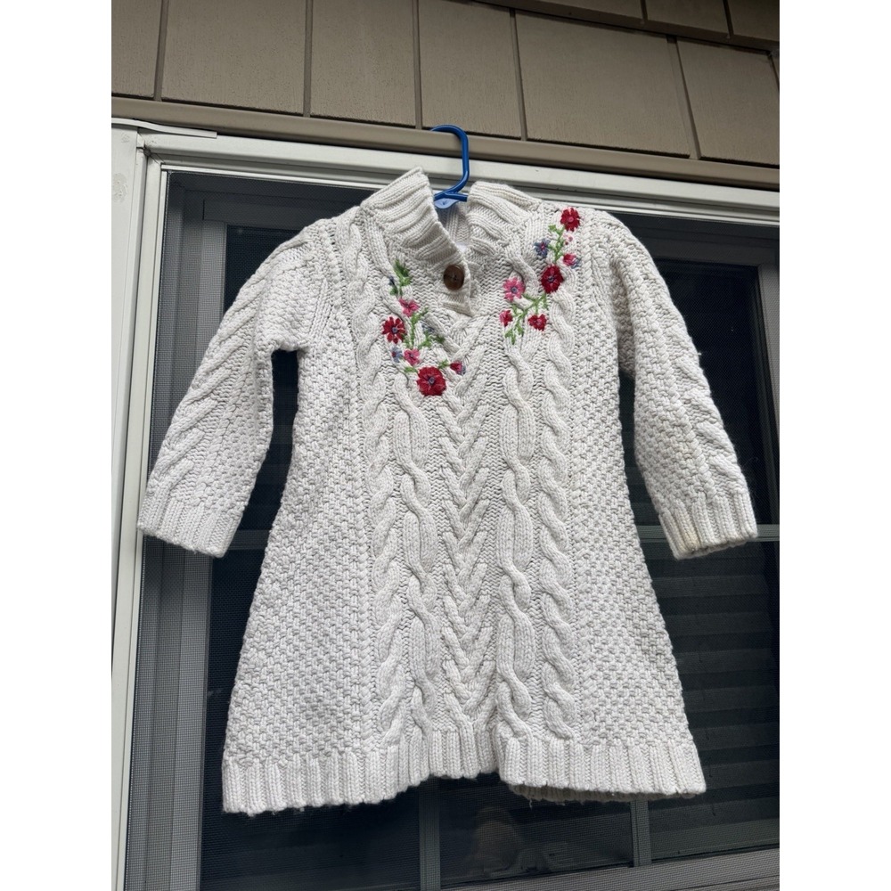 Hanna Andersson cable knit Sweater Dress Toddler Girl 90 2t Long Sleeve